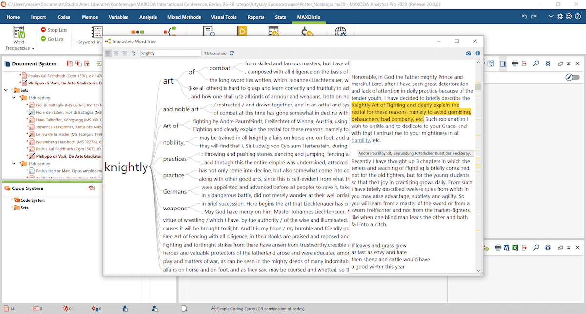 Using Interactive Word Tree function (MAXDictio)