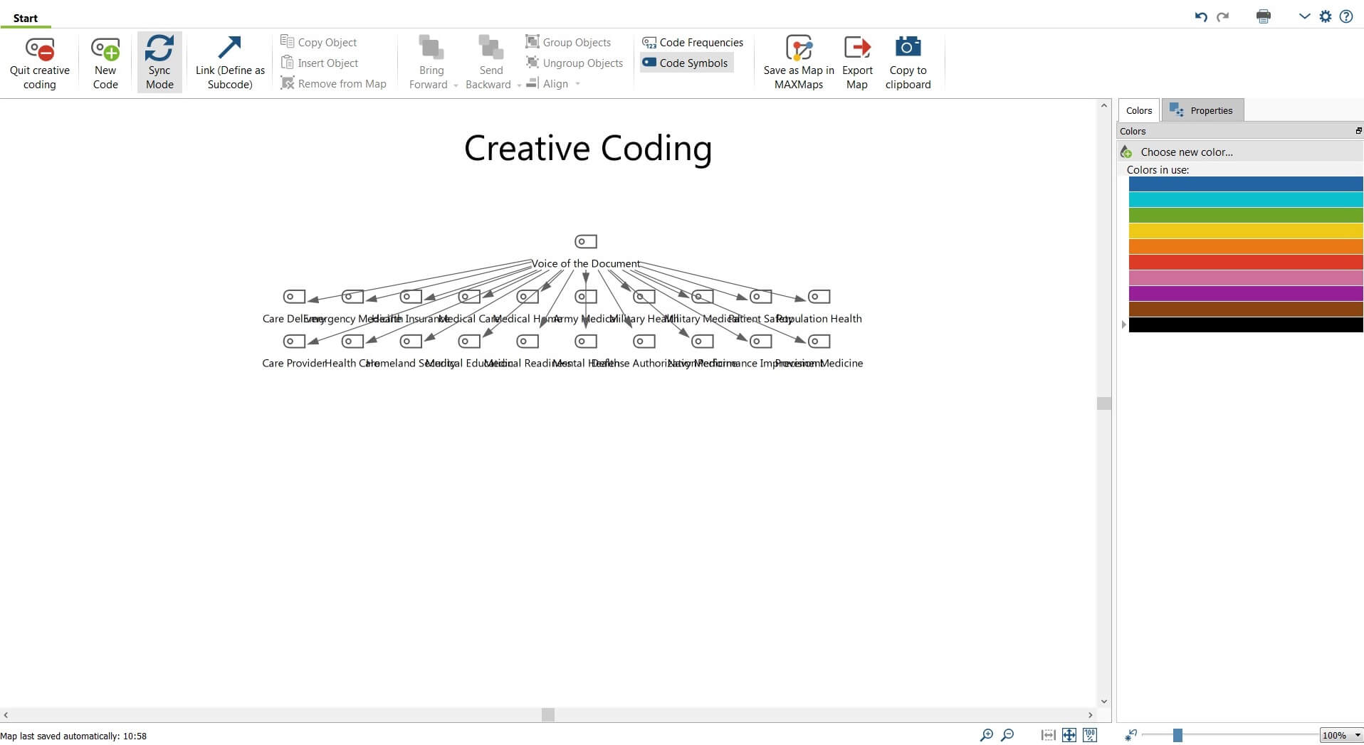 MAXQDA Creative Coding Acitivity Window