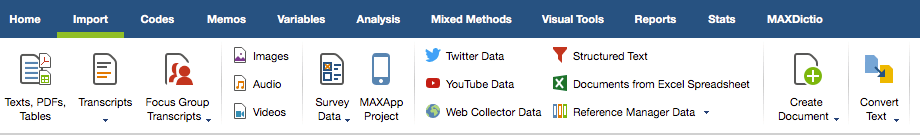 Document analysis: Figure 1: Import the data you have chosen or selected