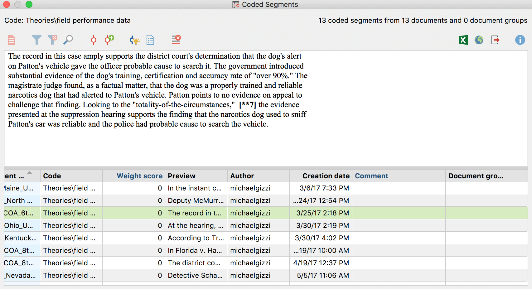 MAXQDA - Coded Segments MAXQDA - Coded Segments
