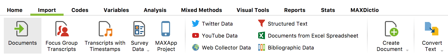 Importing data via the Import Tab Importing data via the Import tab