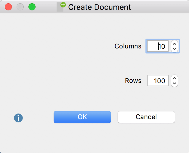 Select the number of columns and rows when you create a new table Select the number of columns and rows when you create a new table