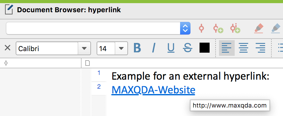 Hyperlink in a text Hyperlink in a text