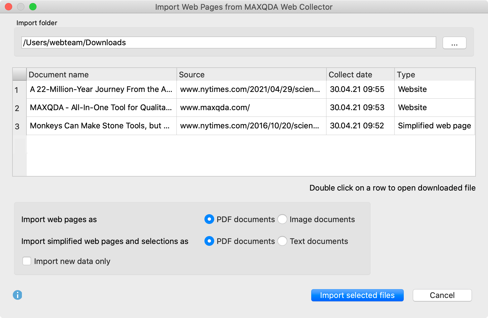 Analyze websites with the MAXQDA Webcollector