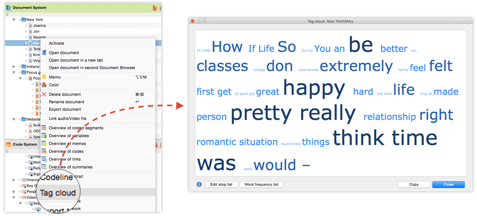 How to create a tag cloud in MAXQDA