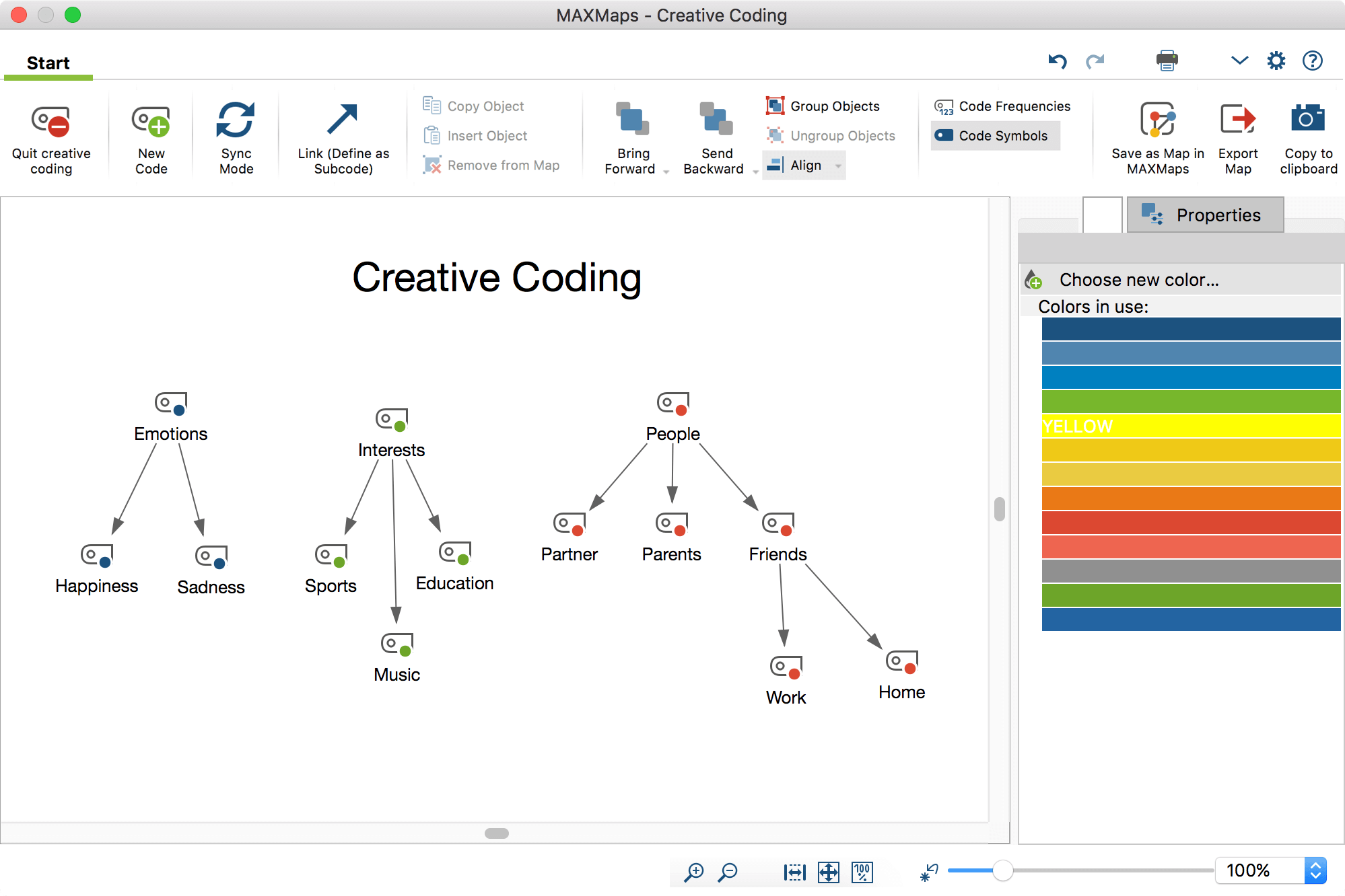 Organizing Codes on the MAXMaps workspace Organizing Codes on the MAXMaps workaspace