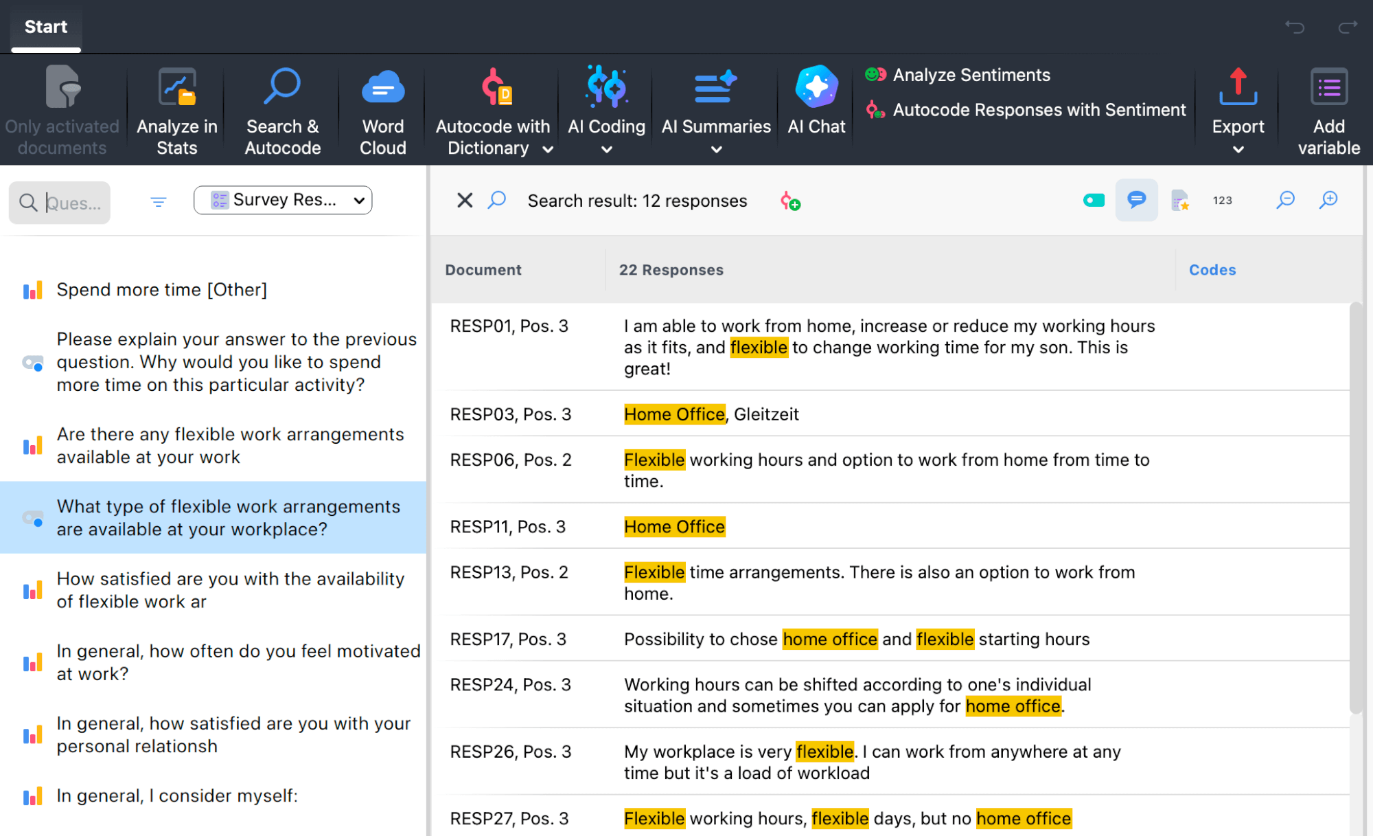 List of search hits and autocode options