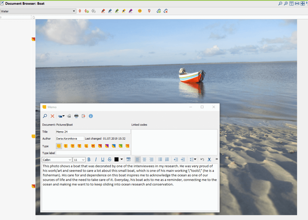 Add memos to images in MAXQDA 2018
