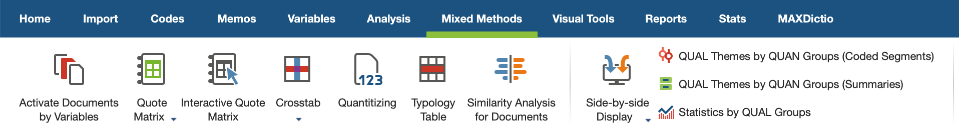 The Mixed Methods Tab The “Mixed Methods” Tab