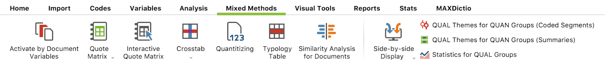 Mixed Methods Menu in MAXQDA 2018 Mixed Methods Menu in MAXQDA 2018