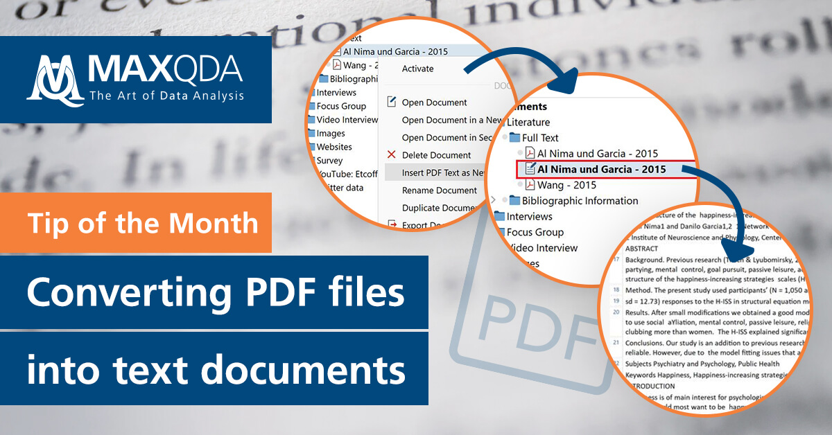 MAXQDA Tip of the Month: Converting PDF files into text documents