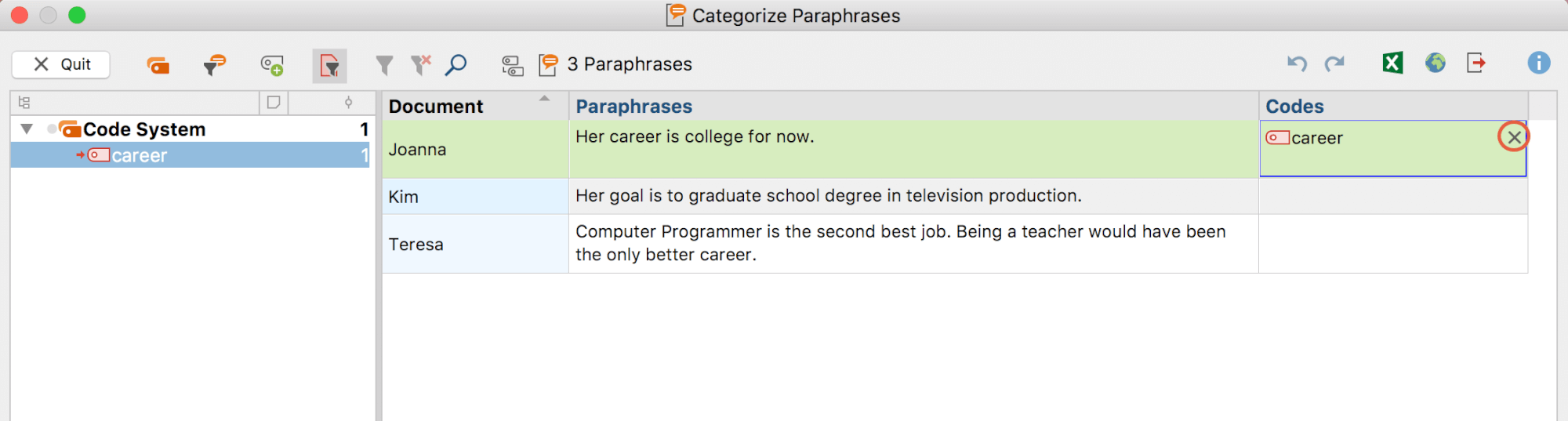Removing a category assigned to a paraphrase Removing a category assigned to a paraphrase