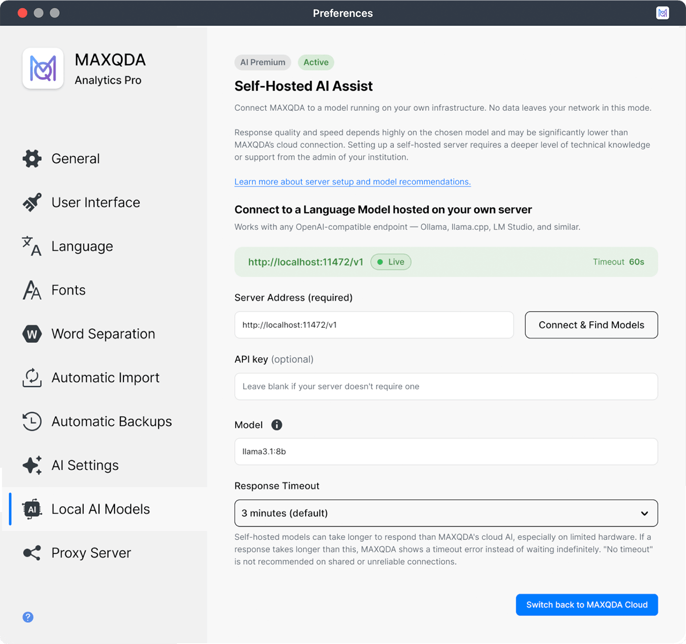 Set up local AI models