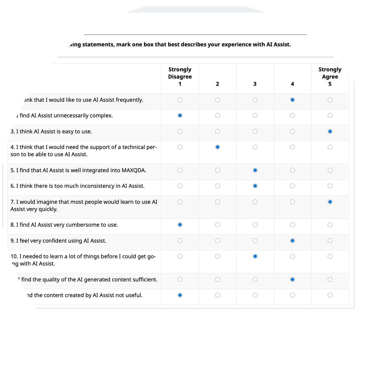 Questionnaire Analysis - Export data