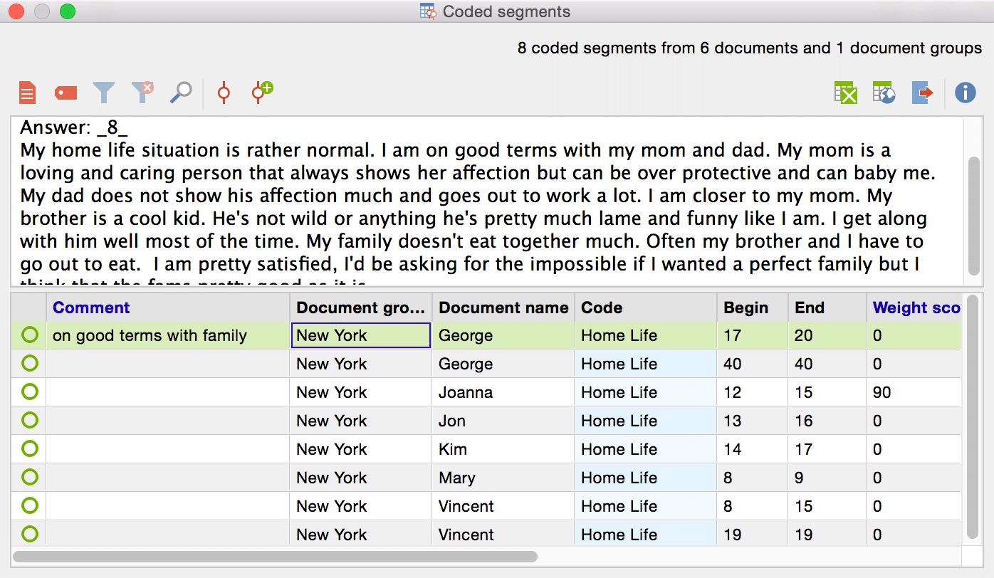 Comment on coded segments with MAXQDA