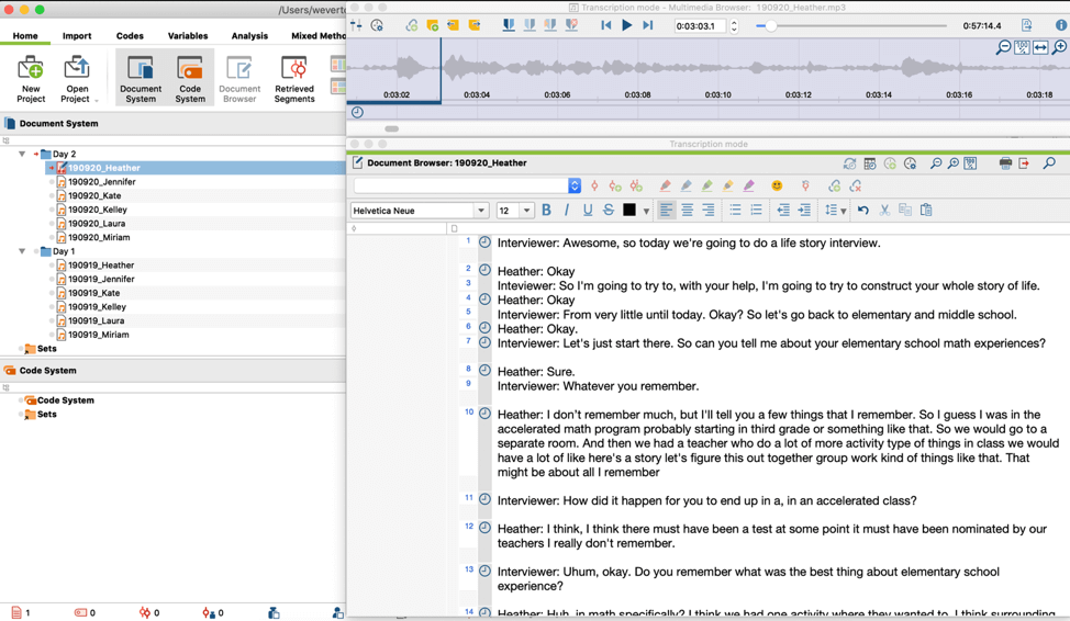 Revising Transcriptions with Audio File in MAXQDA