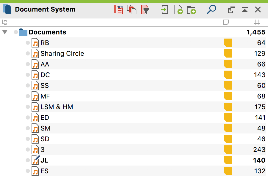 Document System with all interviews and sharing circle listed
