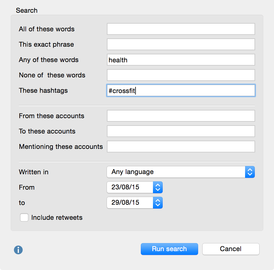 Search for Twitter tweets to import into MAXQDA for qualitative analysis