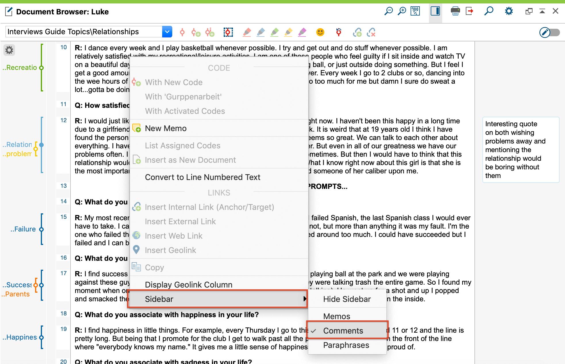 Displaying comments in Sidebar Displaying comments in Sidebar