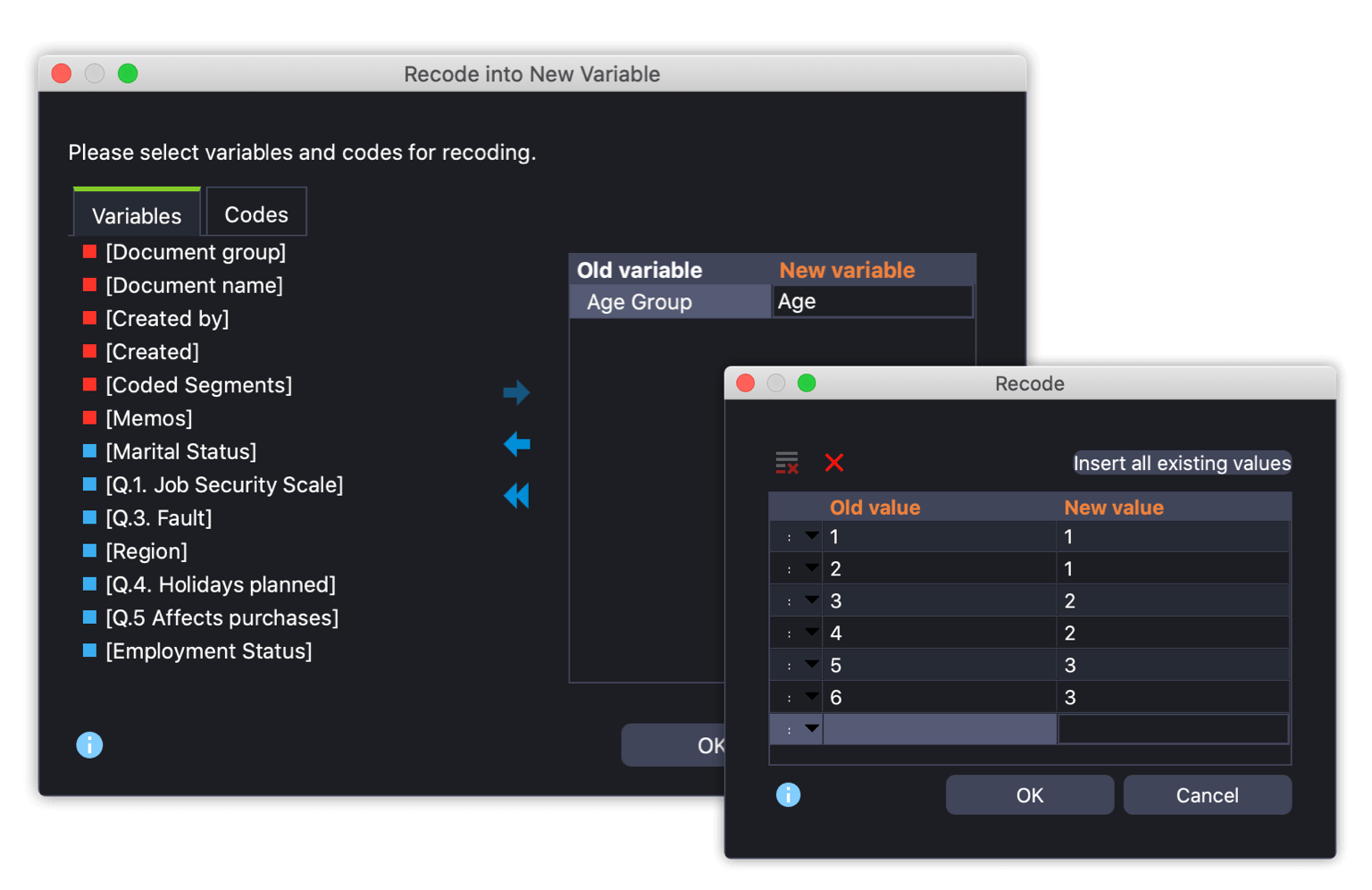 MAXQDA Analytics Pro: Recode variables Recode variables in MAXQDA