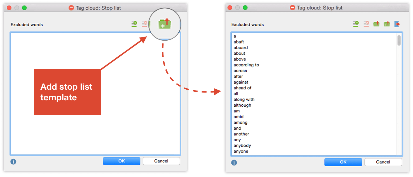 How to add a stop list template in MAXQDA