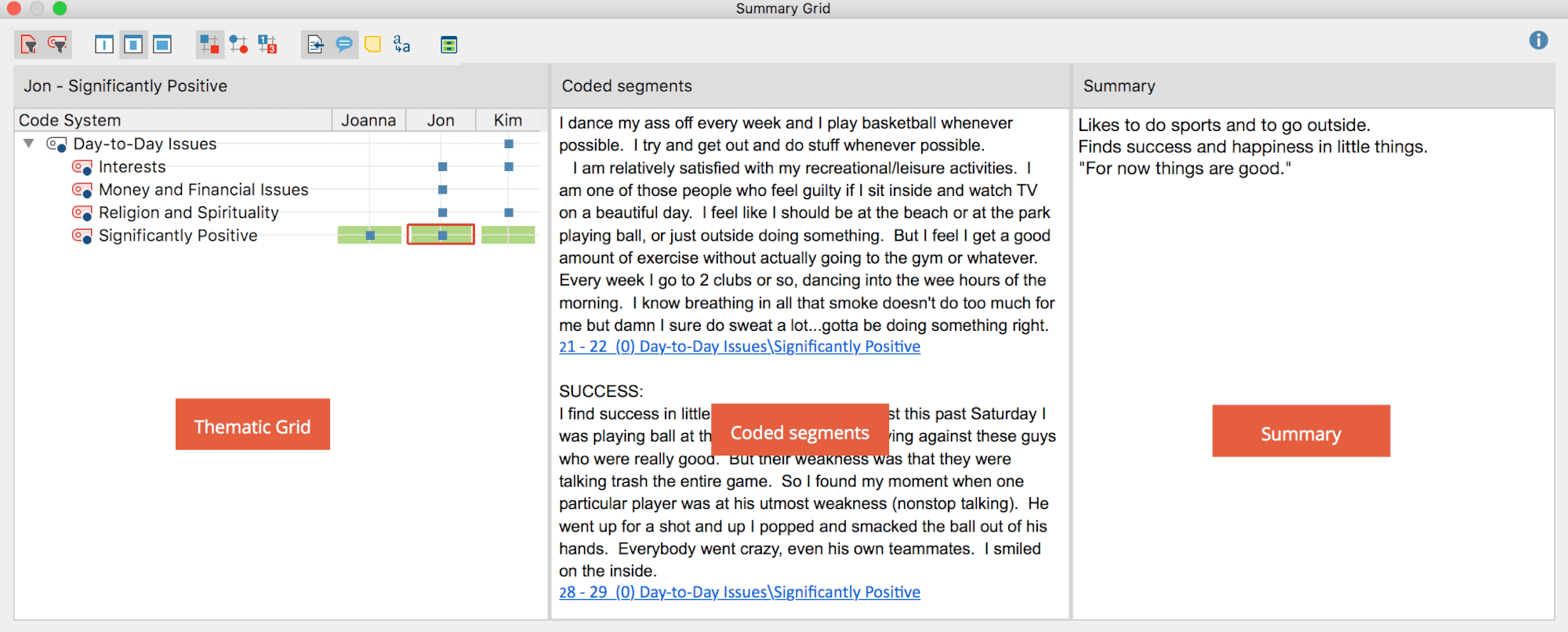Window “Summary Grid” Window “Summary Grid”