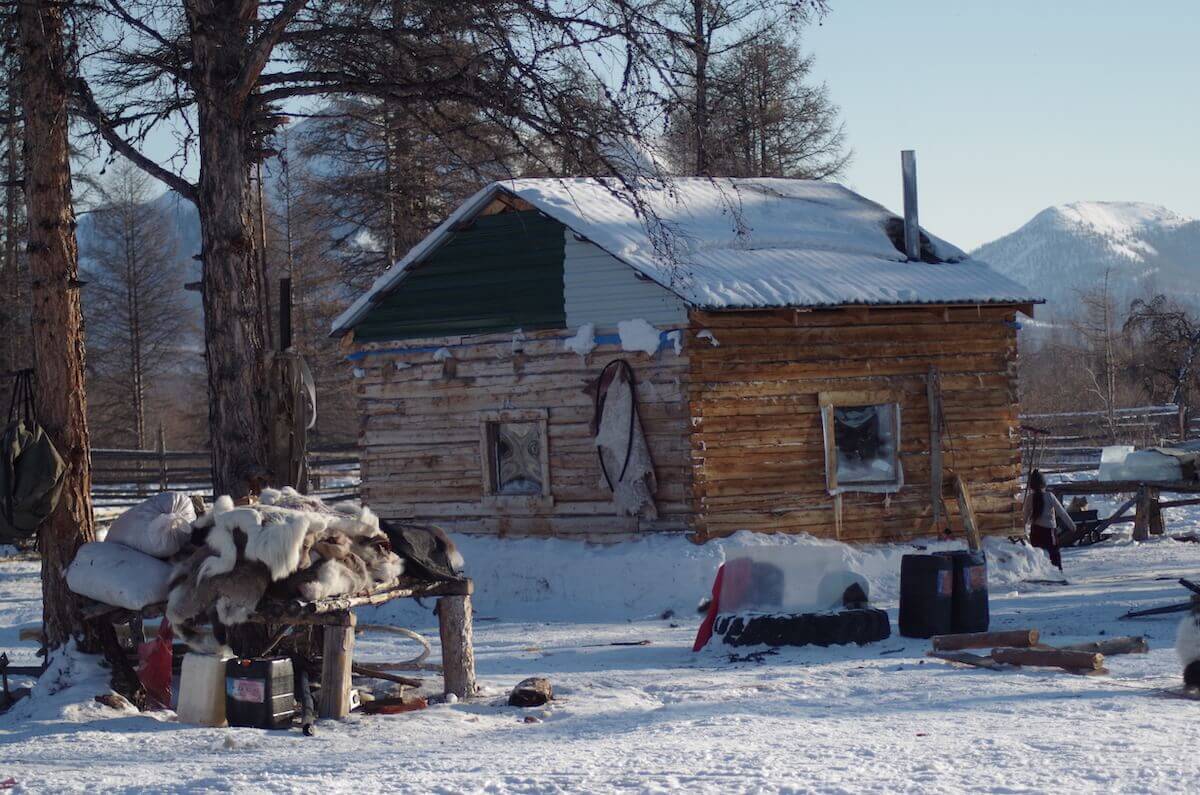 A log cabin in the Taiga where Afonia’s family spends the winter months