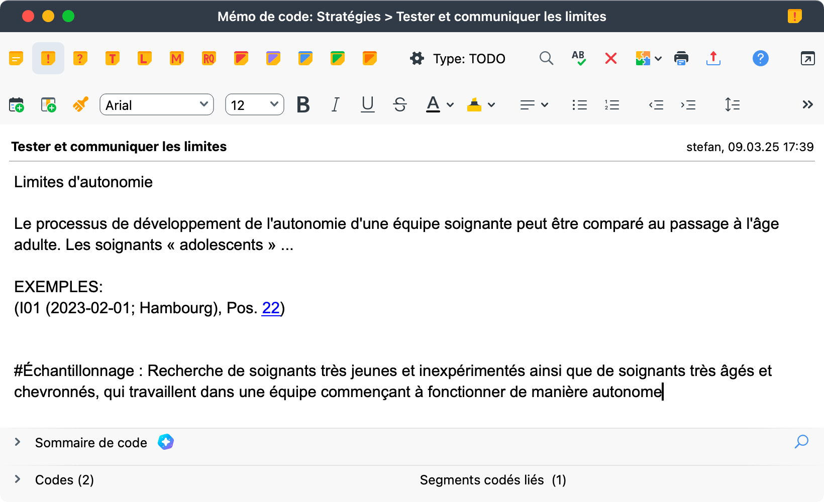 Théorisation ancrée - Un mémo de code dans MAXQDA Théorisation ancrée - Un mémo de code dans MAXQDA