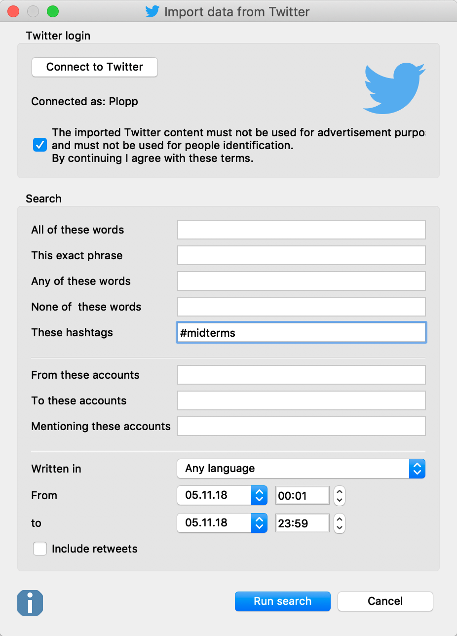 Import data from Twitter