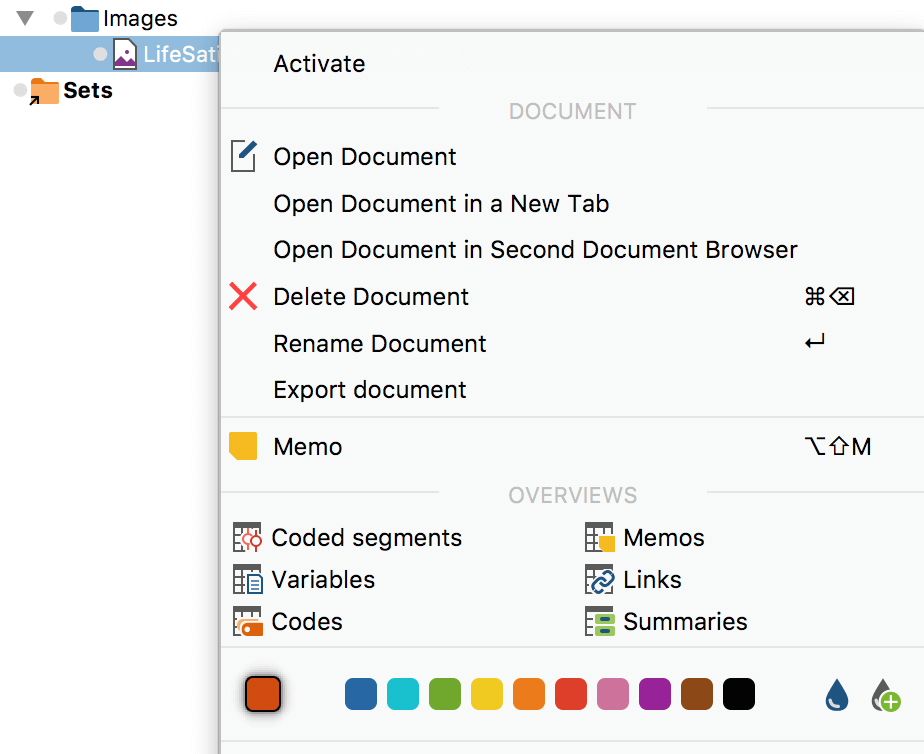 Choose a color in the context menu Choose a color in the context menu
