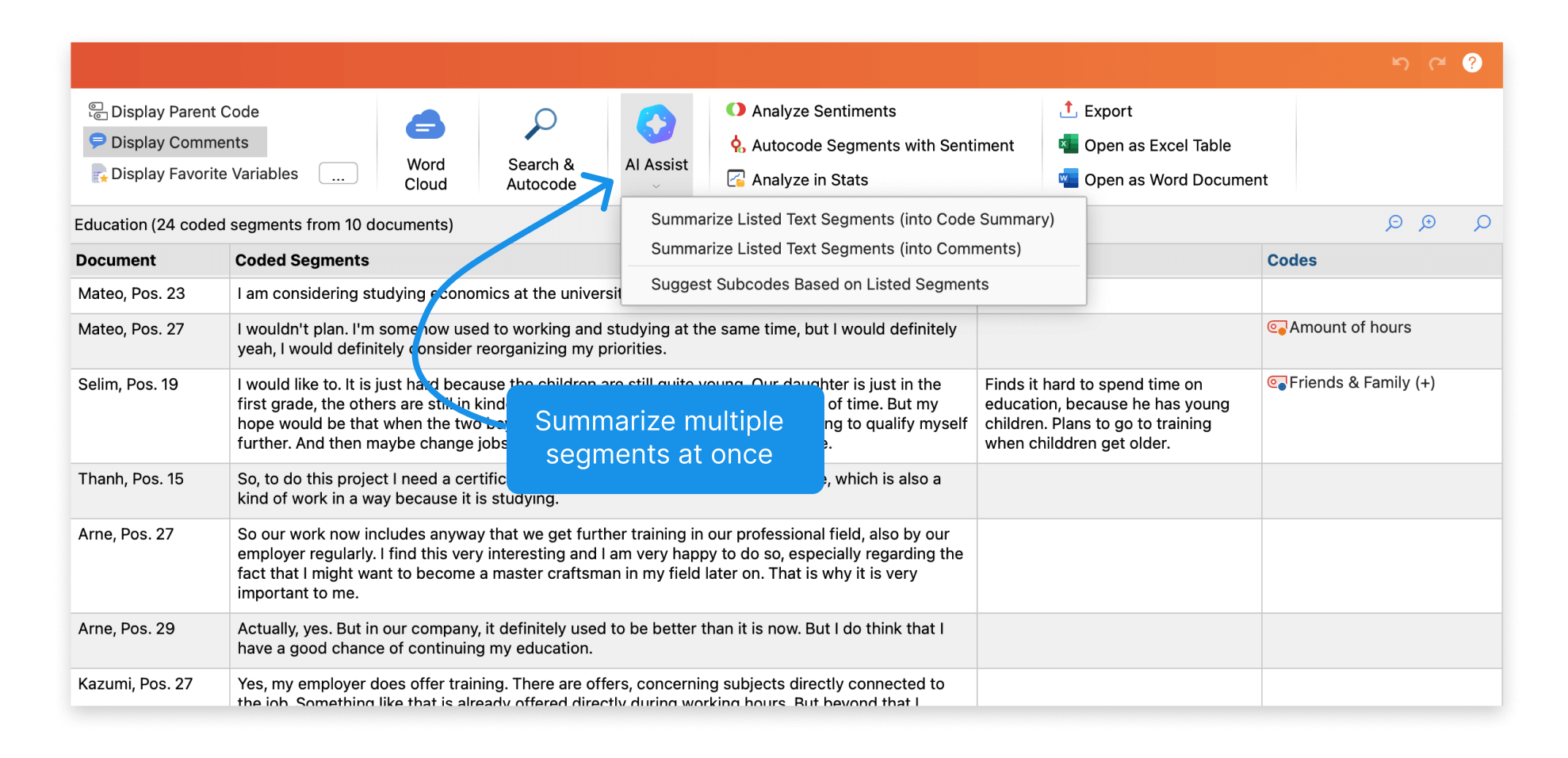 Example of an AI-generated code summary