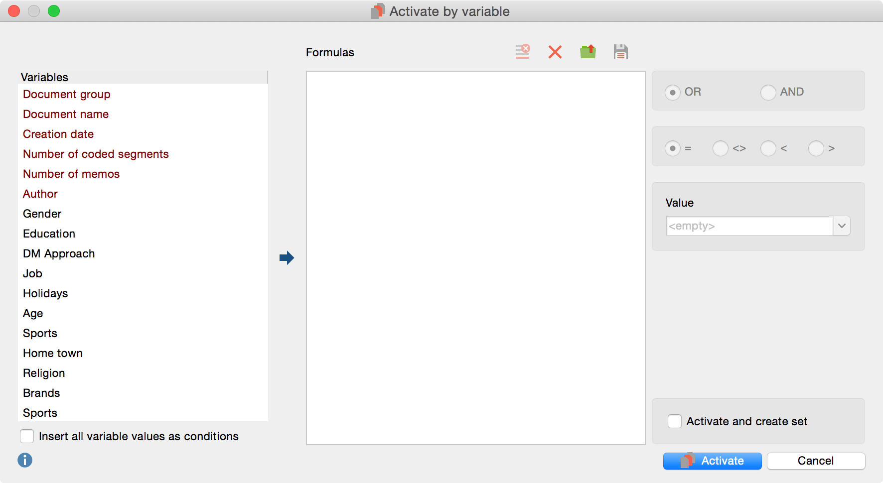 Activation by variable
