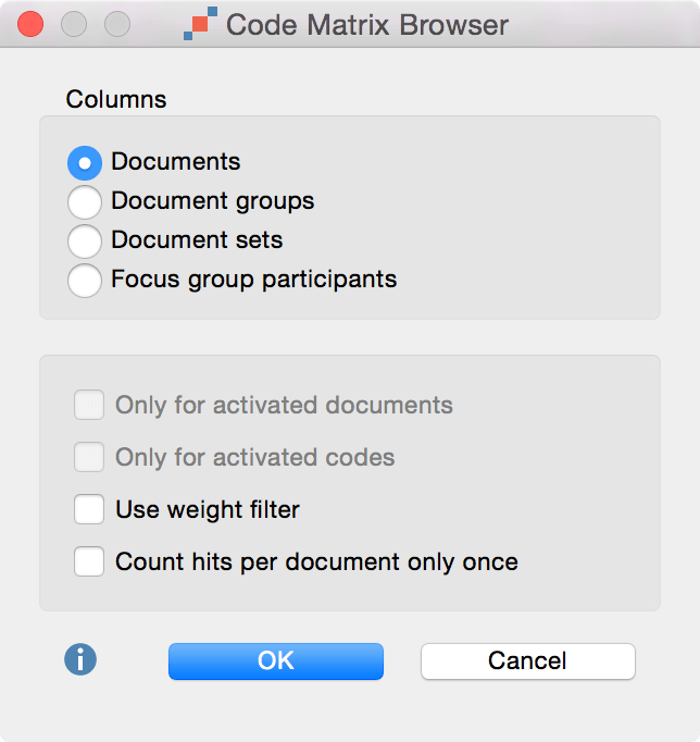 code matrix browser option in MAXQDA