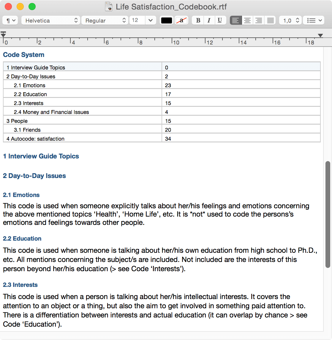 Codebook
