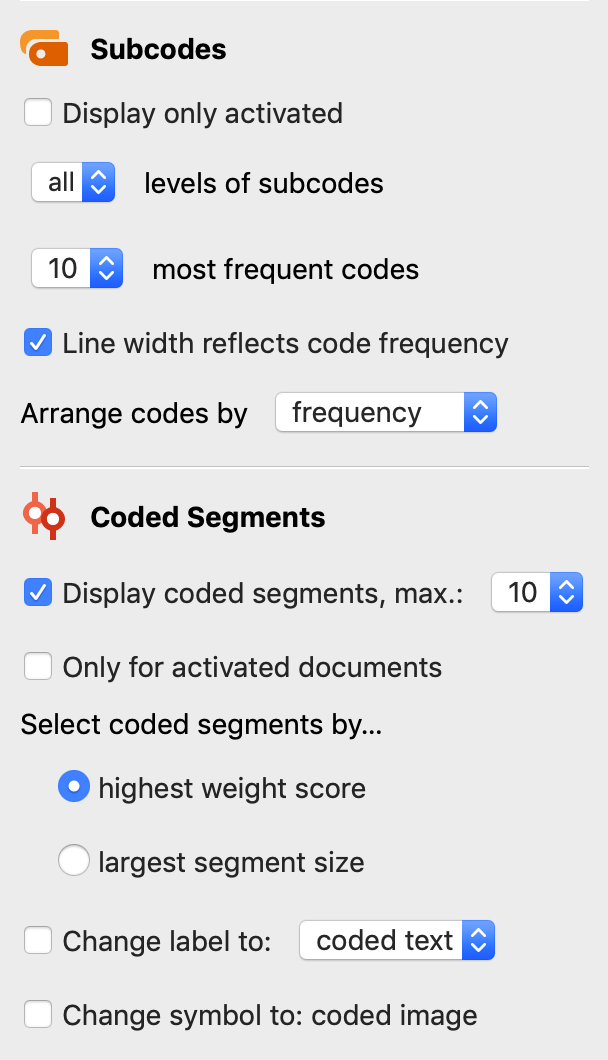 The Code-Subcode-Segments Model options The Code-Subcode-Segments Model options