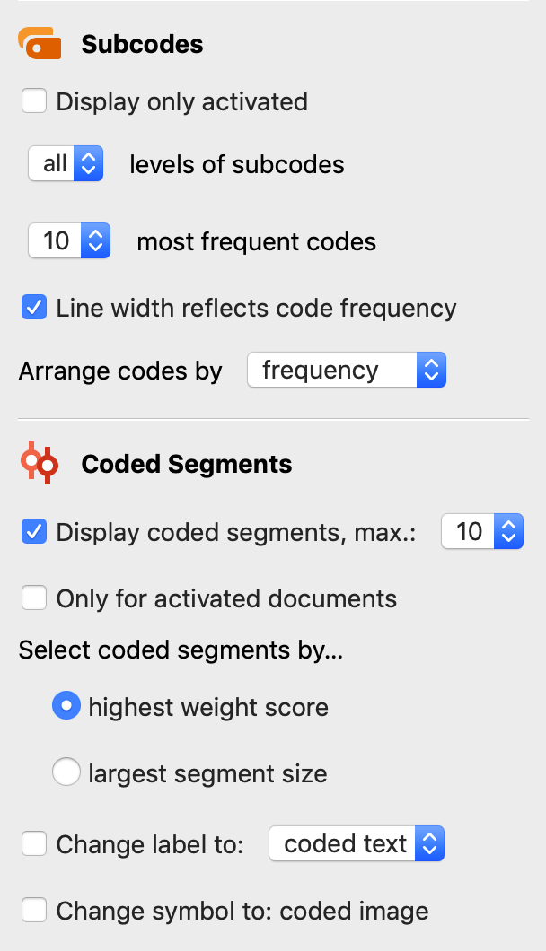 The Code-Subcode-Segments Model options