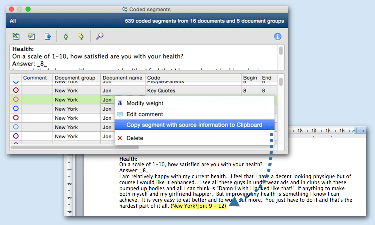 copy segments with source information New features in MAXQDA for Mac