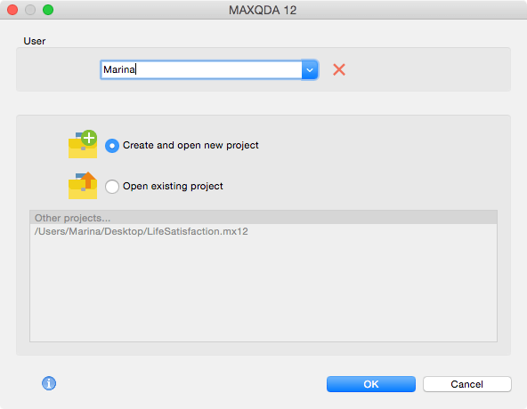 Create and open new project