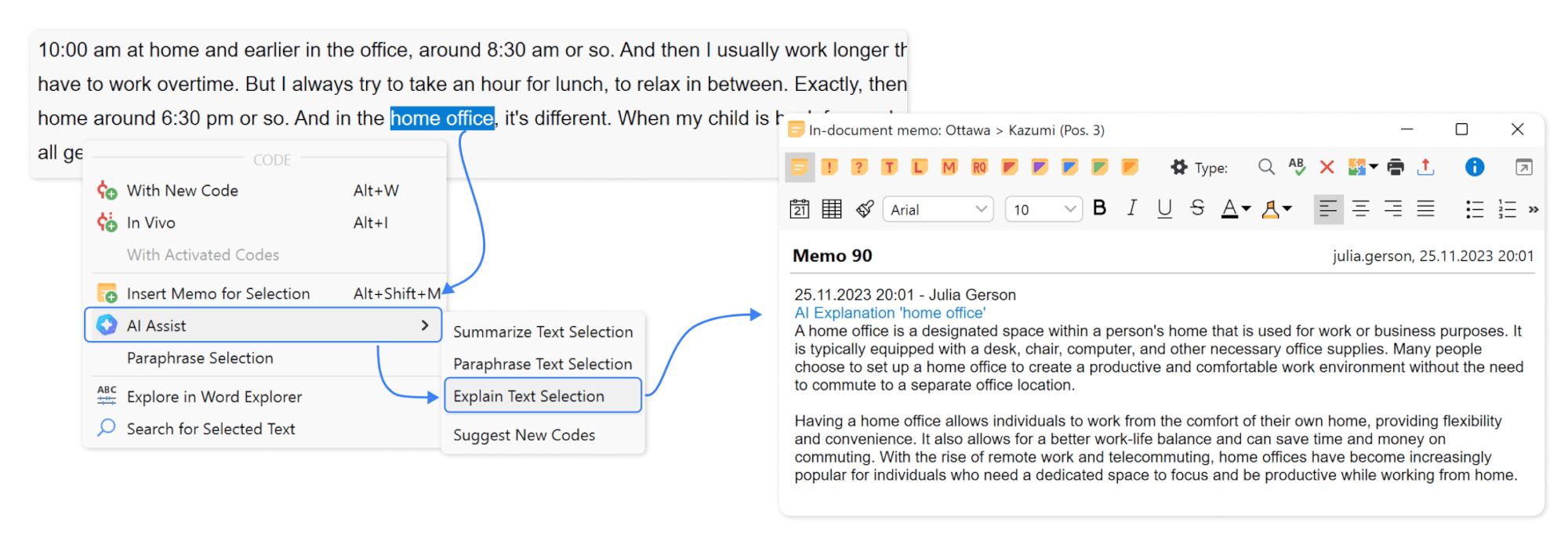 Example of an AI-generated code summary