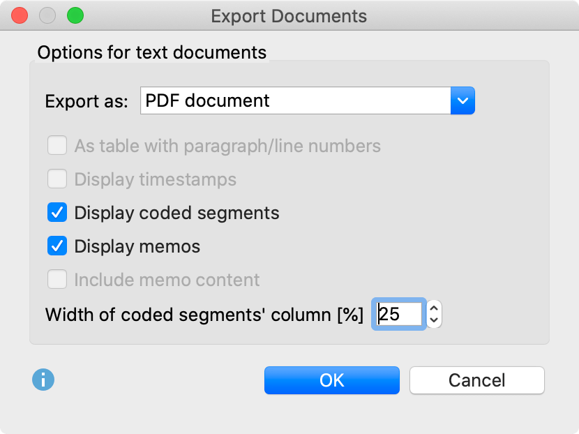 Transcript export options Transcript export options