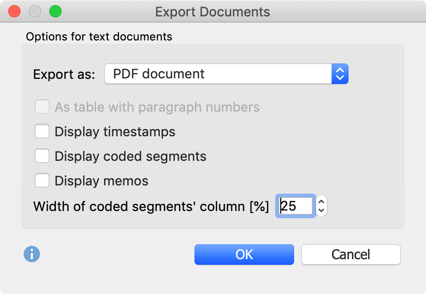 Transcript export options Transcript export options
