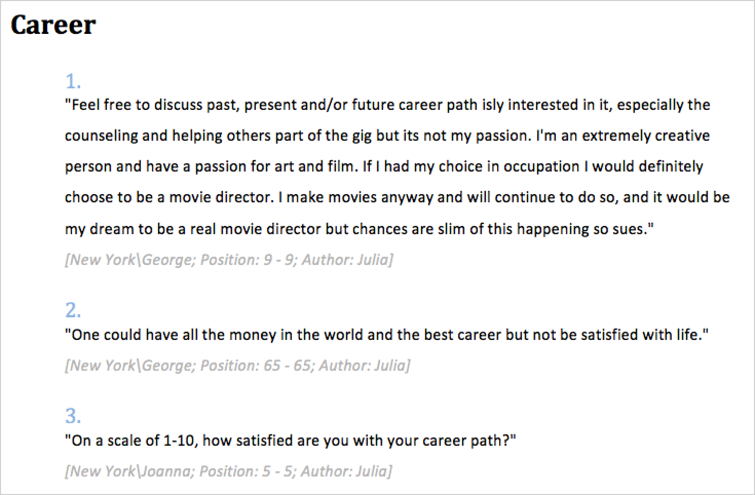 Analyze interviews with MAXQDA: Smart Publisher report