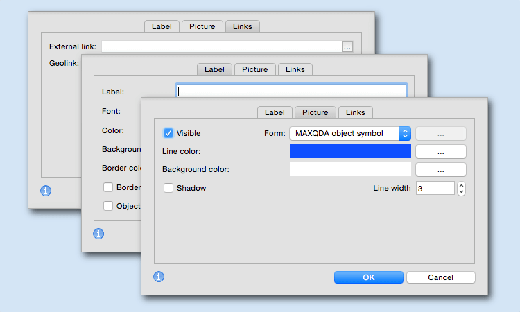 improved properties dialog Optimized dialogs in MAXMaps
