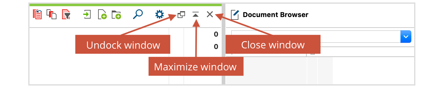 Small toolbar within a window