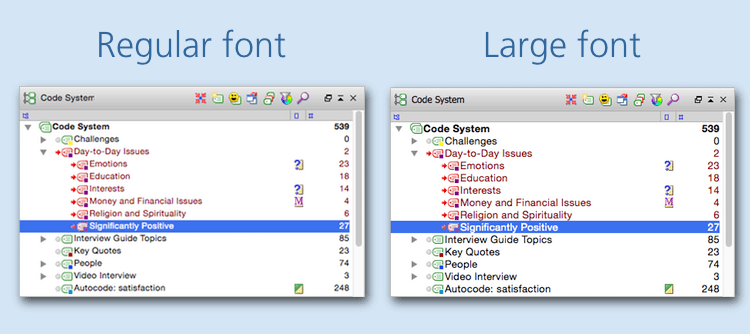 large font New features in MAXQDA for Mac