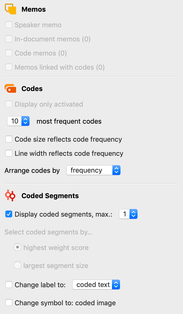 Options for map model settings Options for map model settings