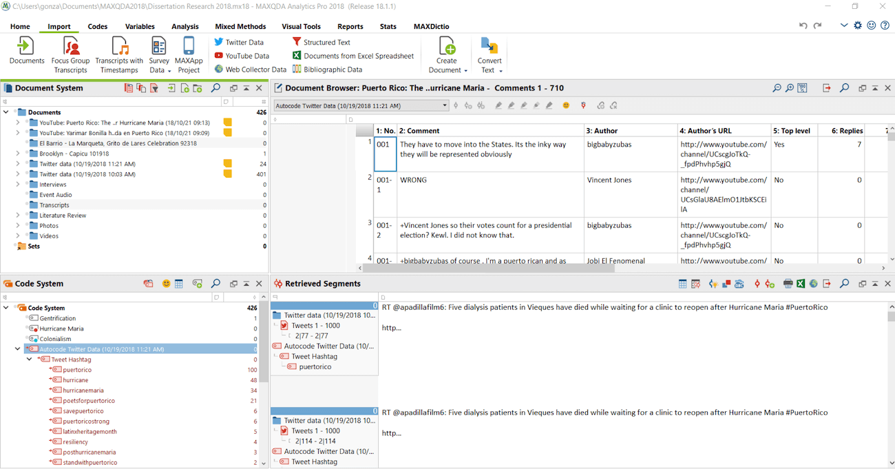 Using MAXQDA’s Twitter feature and code generator