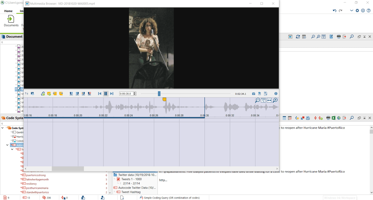Video coding of Michelle Soto performing at the Capicu Cultural Showcase in Brooklyn, NY