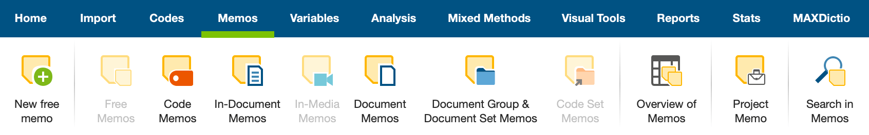 The “Memos“ Tab