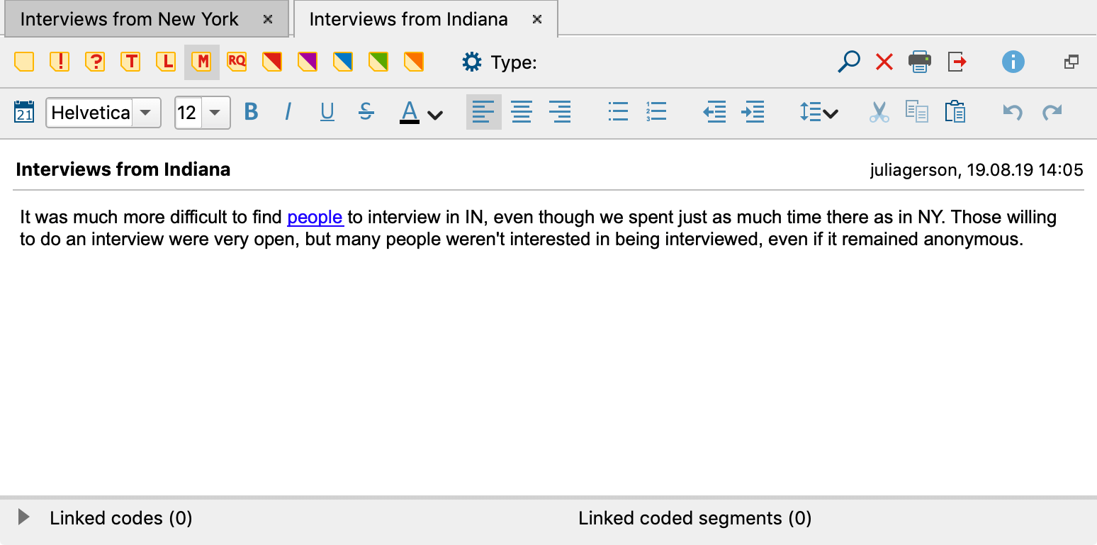 Multiple open Memos in Tab display Multiple open Memos in Tab display